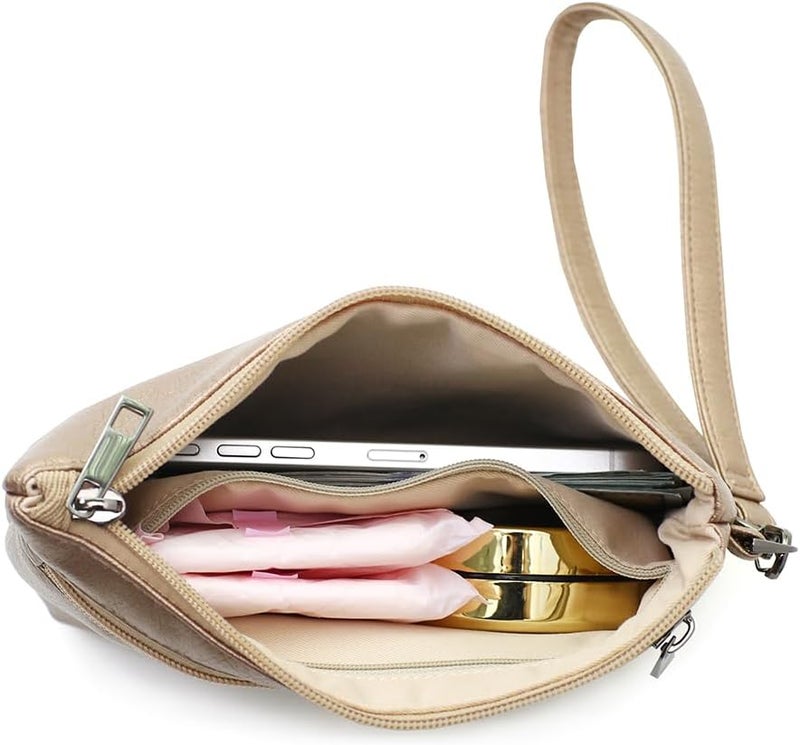 BBORGDC Small Wristlet Wallets for Women, Zip Clutch Bag with Wristlet Pouch, 3-Zipper Original Design - Image 4